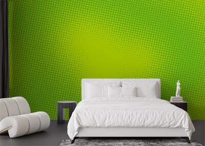 Green pop art background with halftone dots in retro comic style, template for design Wall mural