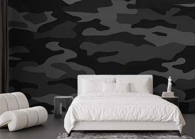 Simple Camouflage seamless pattern in Black. Military camouflage. illustration formats 4K UHD Wall mural