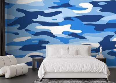 Simple Camouflage seamless pattern in Blue. Military camouflage. illustration formats 4K UHD Wall mural