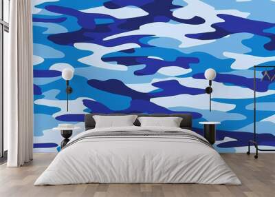 Simple Camouflage seamless pattern in Blue. Military camouflage. illustration formats 4K UHD Wall mural