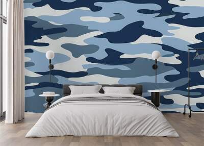 Simple Camouflage seamless pattern in Navy. Military camouflage. illustration formats 4K UHD Wall mural