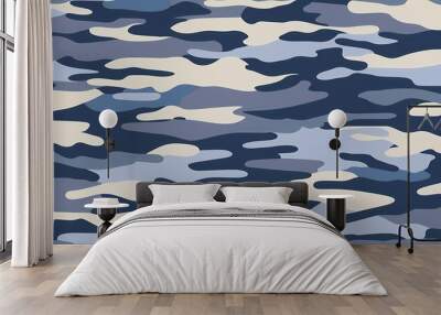 Simple Camouflage seamless pattern in Navy. Military camouflage. illustration formats 4K UHD Wall mural