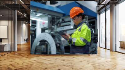 Engineer looking tablet computer in energy company. Modern factory concept. Wall mural