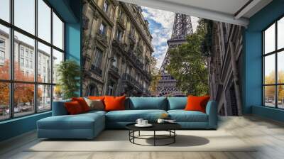 Eiffel tower viewed from the street Wall mural