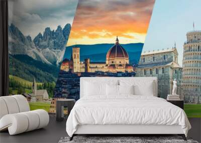 Italy famous landmarks collage Wall mural