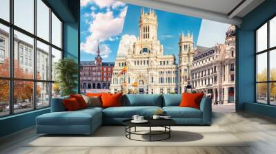 Madrid City, famous landmark collage Wall mural