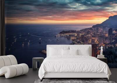 Monaco at sunset on the French Riviera Wall mural