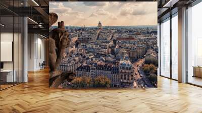 Notre-Dame's gargoyle in Paris panorama Wall mural