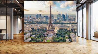 Paris city panorama at sunset Wall mural