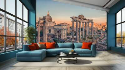 The Roman Forum in Rome at sunset Wall mural