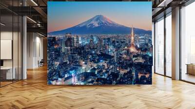 Tokyo city at sunset Wall mural