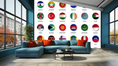 All flags of the world set 7 . Circle and concave design Wall mural