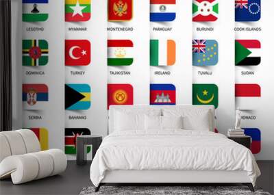 All flags of the world set 7 . Inserted and floating sticky note design . ( 7/8 ) Wall mural