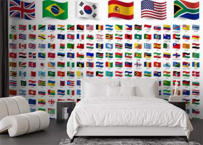 All national flags of the world . Waving flag design . Vector . Wall mural