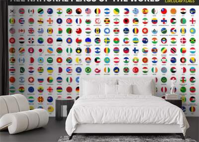 All official national flags of the world . circular design . Vector Wall mural