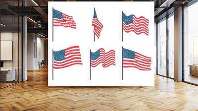 United states of america flag pole . Cartoon style Vector . Wall mural