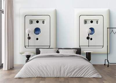 Electrical outlets isolated on a white background modern power sockets. Generative AI Wall mural