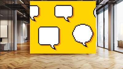 Pixel speech bubbles. Chat speech or dialogue. Set of empty pixelated speech bubbles. Vector illustration Wall mural