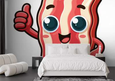 Cartoon cute bacon giving a thumb up vector illustration Wall mural