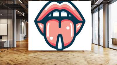 Female mouth dripping isolated icon Wall mural