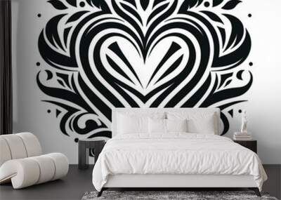 Heart love symbol tribal stencil tattoo design concept Wall mural