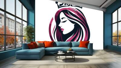 Queen Face Beauty feminine woman face spa salon logo vector Wall mural