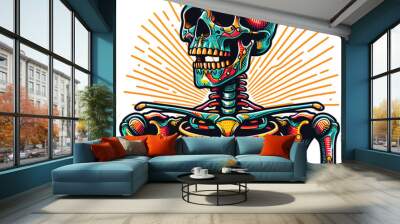 skeleton in pop colors vector illustration Wall mural