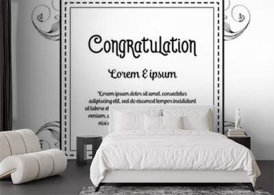 Congratulation card with flower frame art vector illustration Wall mural