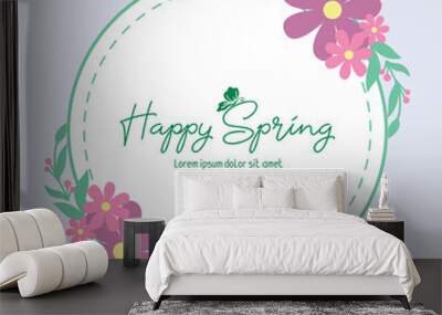 Modern shape of leaf and flower frame, for happy spring wallpaper decoration cards. Vector Wall mural