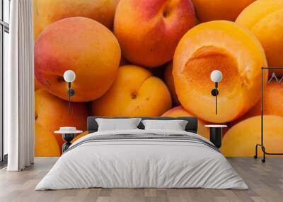 many fresh apricots top view Wall mural