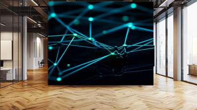 Abstract futuristic technology communication in blue science data connection internet backdrop generated by AI Wall mural