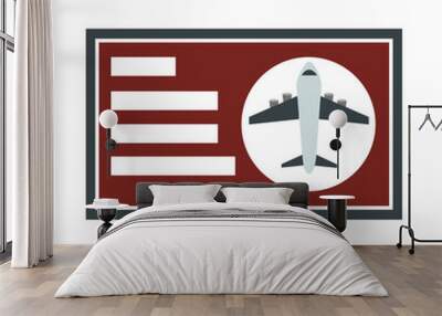 airport airline boarding pass ticket travel transport terminal tourism or business flat style icon Wall mural