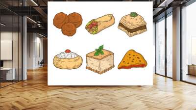 arabic food icon set Wall mural