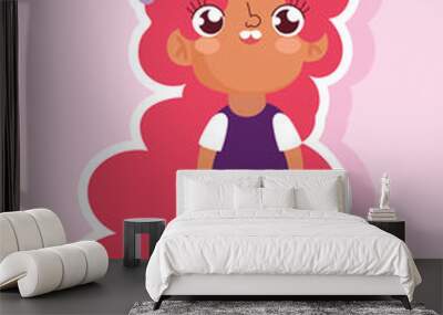 cartoon character animation little girl sticker style Wall mural