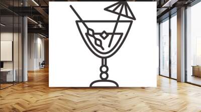 cocktail icon mixer and umbrella drink liquor refreshing alcohol line style design Wall mural