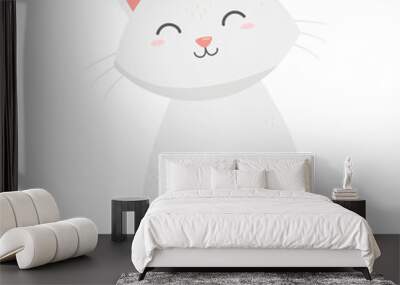 cute white cat sitting pet icon Wall mural