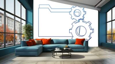 degraded outline folder file and industry gears process Wall mural