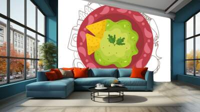 delicious mexican food cartoon Wall mural