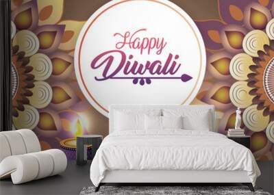 diwali candles lits with mandlas decoration Wall mural