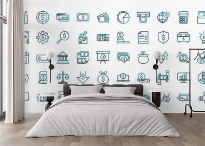 economy business financial trade money icons set gradient line Wall mural