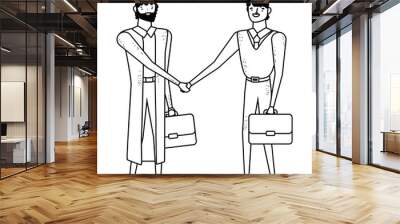 Isolated businessmen with suitcase design Wall mural