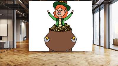 leprechaun with pot of gold Wall mural