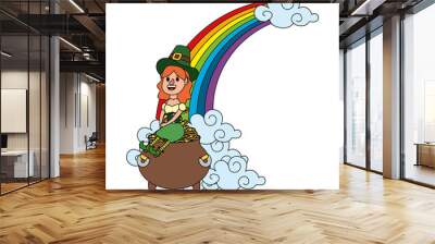 leprechaun with pot of gold Wall mural