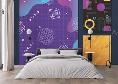 memphis style banner geometric trendy fashion abstract template set Wall mural