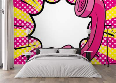 Pop art telephone vintage cartoon Wall mural