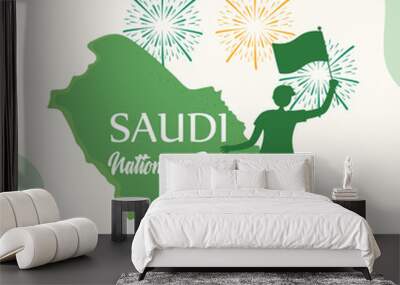 saudi national day patriotic card Wall mural