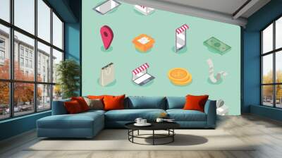 set of online shopping Wall mural