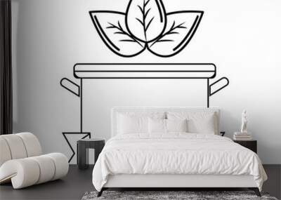 silhouette pot kitchen with leaves and ribbon Wall mural