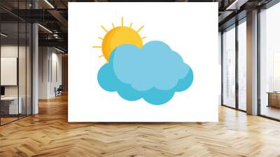 summer sun with clouds fill style Wall mural