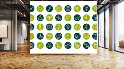 sustainable energy alternative renewable ecology icons set block line style icon Wall mural